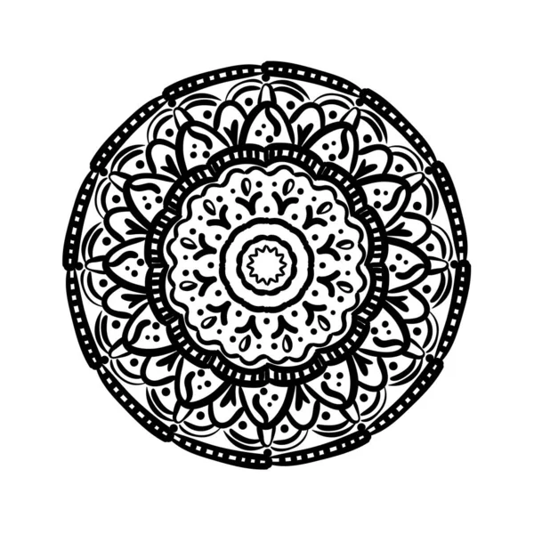 Mandala circular ícone estilo silhueta floral —  Vetores de Stock