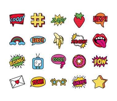 Pop sanat seti simgeleri demeti