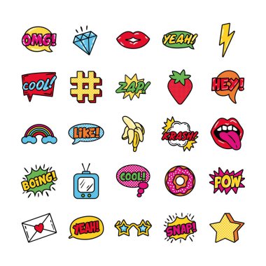 Pop sanat seti simgeleri demeti