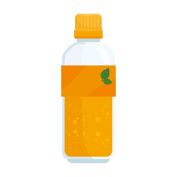 Suco de laranja em plástico garrafa, em fundo branco — Vetor de Stock