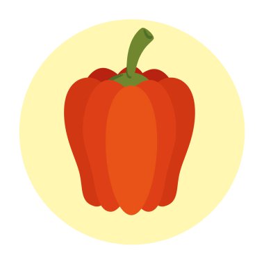 Yuvarlak çerçeveli taze biber sebzesi, beyaz arka planda.