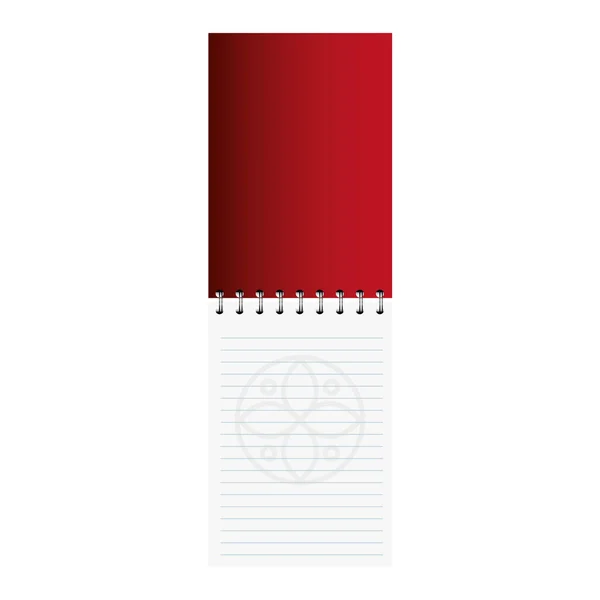 Mockup anteckningsbok öppen röd färg med vit skylt, företagsidentitet — Stock vektor