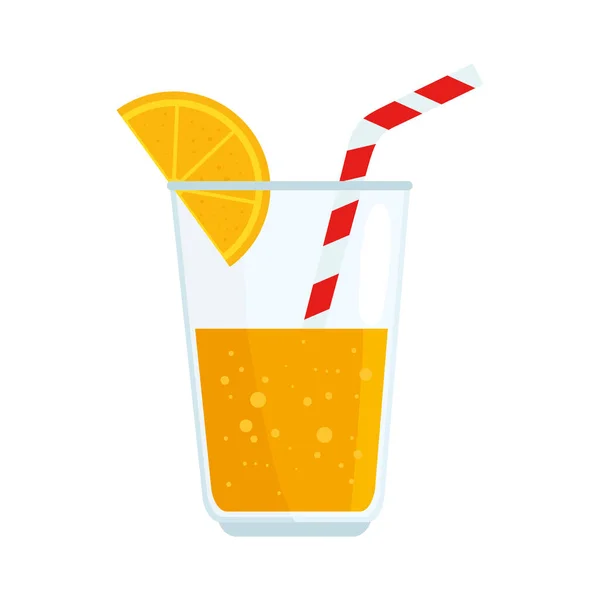 Zumo de naranja en vidrio, en fondo blanco — Vector de stock