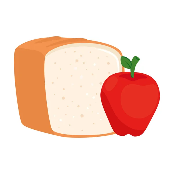 Bröd bageri med äpple, i vit bakgrund — Stock vektor