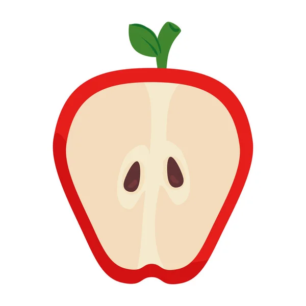 Ломтик яблочного красного фрукта на белом фоне — стоковый вектор