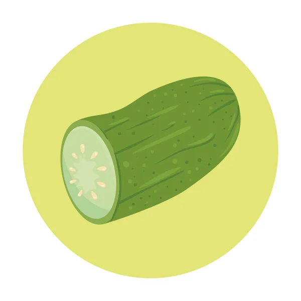 Concombre légumes frais dans un cadre rond, sur fond blanc — Image vectorielle