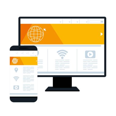 Model, konsept web sitesi geliştirme bilgisayar ve akıllı telefon