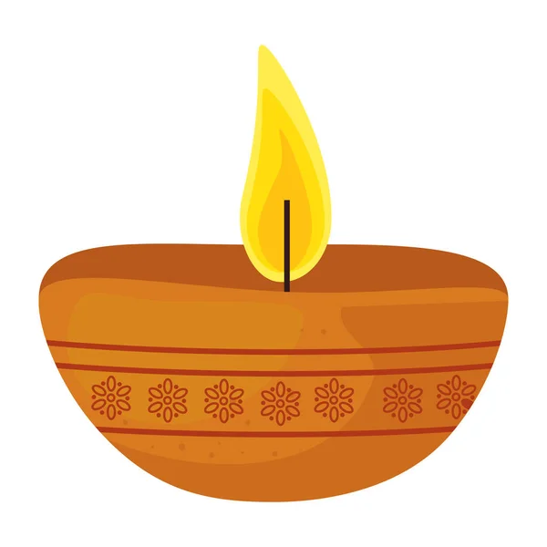 Bougie indienne ornementale en pot en céramique sur fond blanc — Image vectorielle