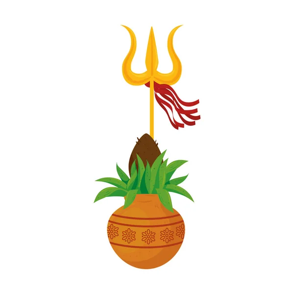 Kalash con tridente, icono aislado — Archivo Imágenes Vectoriales