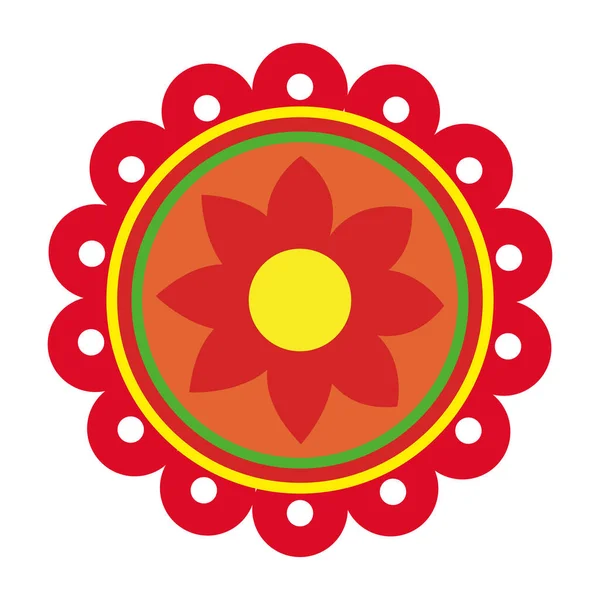 Mandala elemento decorativo étnico con flor en fondo blanco — Archivo Imágenes Vectoriales