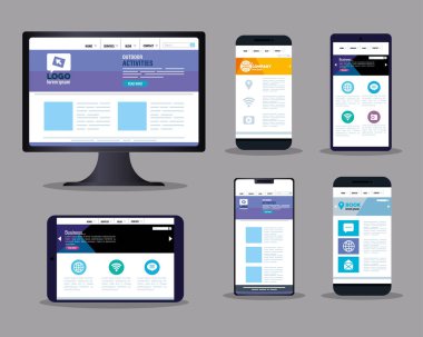Elektronik aygıtlar üzerinde mokup tepkili web, konsept web sitesi geliştirme