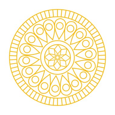 Beyaz arkaplanda altın kontur mandala süsü