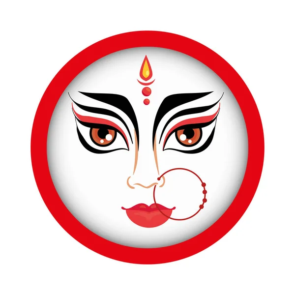 Maa durga ansikte i cirkel ram — Stock vektor