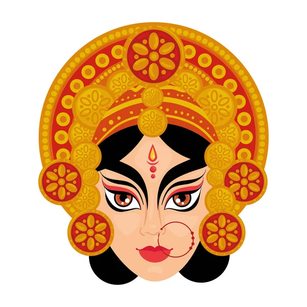 Maa durga лицо на белом фоне — стоковый вектор