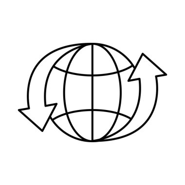 Satır etrafında oklar olan dünya gezegeni