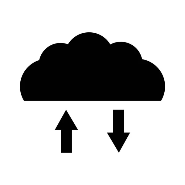 Computação em nuvem com ícone de estilo silhueta seta — Vetor de Stock