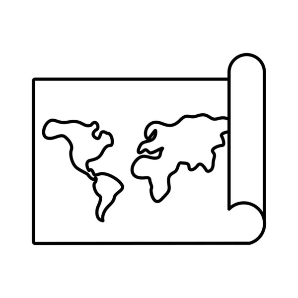 Παγκόσμιος πλανήτης Γη ηπείρους χάρτες σε χαρτί γραμμή στυλ εικονίδιο — Διανυσματικό Αρχείο