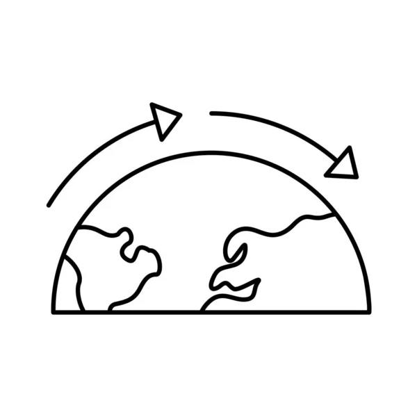 Planeta Terra metade do mundo com continentes e flechas ícone de estilo linha —  Vetores de Stock