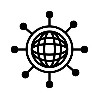 ağ satırları siluet biçimi simgesine sahip küre tarayıcısı