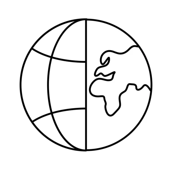 Esfera planeta mundo con continentes línea icono de estilo — Archivo Imágenes Vectoriales