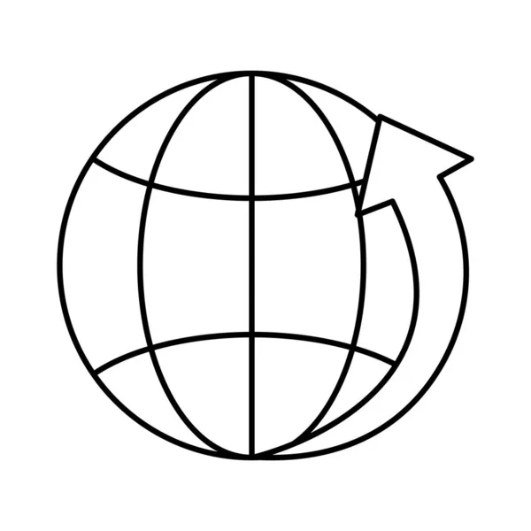 Kugel Welt Planet mit Pfeil nach oben Linie Stil — Stockvektor