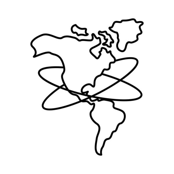 Continente americano mapa línea estilo icono — Vector de stock