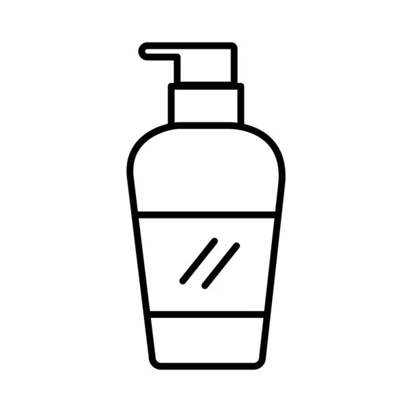 Maquillaje botella con dispensador empuje icono de estilo de línea — Vector de stock