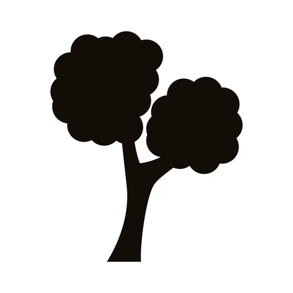 Branched tree silhouette style icon — Stock Vector