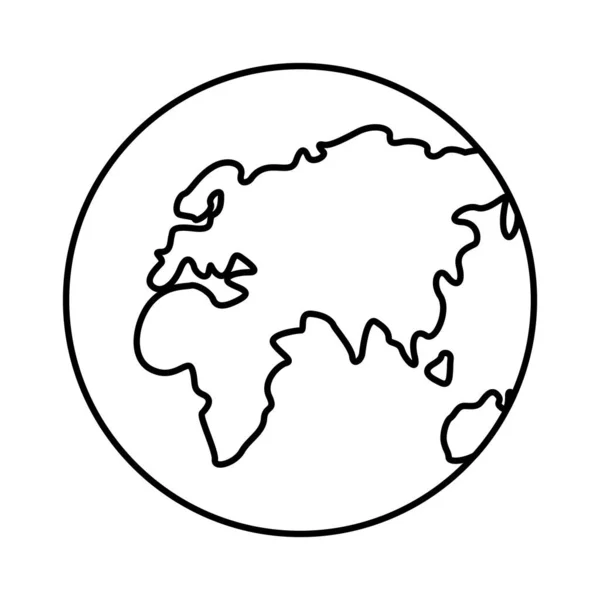 Παγκόσμια γη πλανητών με το παλαιό πρότυπο ύφους γραμμών ηπείρου — Διανυσματικό Αρχείο