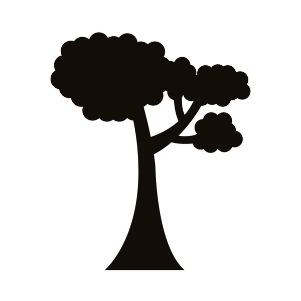 Icône de style silhouette arbre feuillu — Image vectorielle