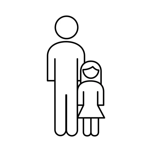 Figure de père de famille avec icône de style de ligne fille — Image vectorielle