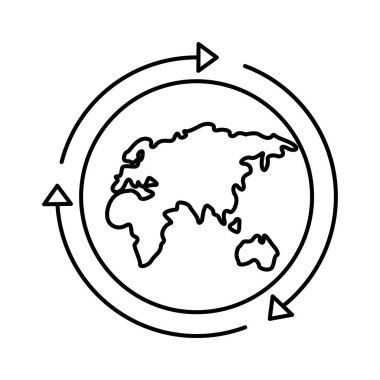 Dünya gezegeninde eski kıtalar ve oklar çizgi ikonu