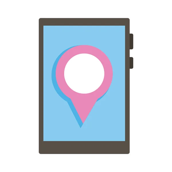 Smartphone device with pin location flat style icon — Stock Vector