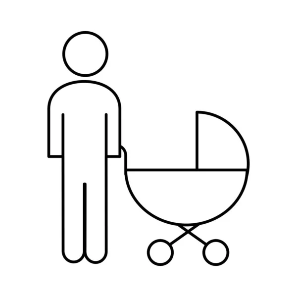 Family father figure with baby cart line style icon — Stock Vector