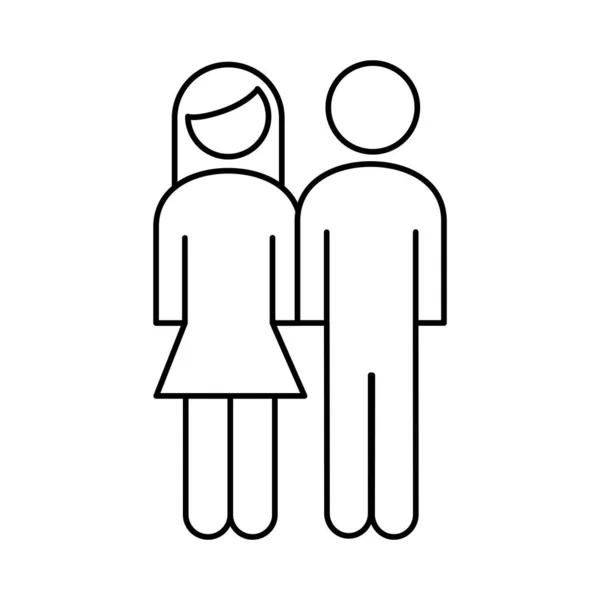 Familia padres pareja figuras estilo línea icono — Vector de stock