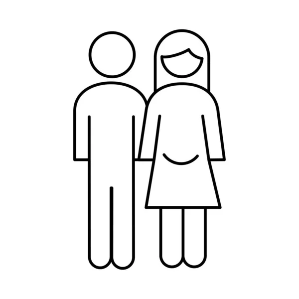 Familia padres pareja embarazo figuras línea estilo icono — Vector de stock