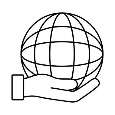 el kaldırma küresi dünya gezegeni çizgi simgesi