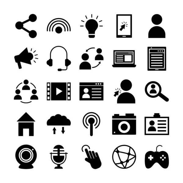 Twenty five social media marketing set icons — Stock Vector