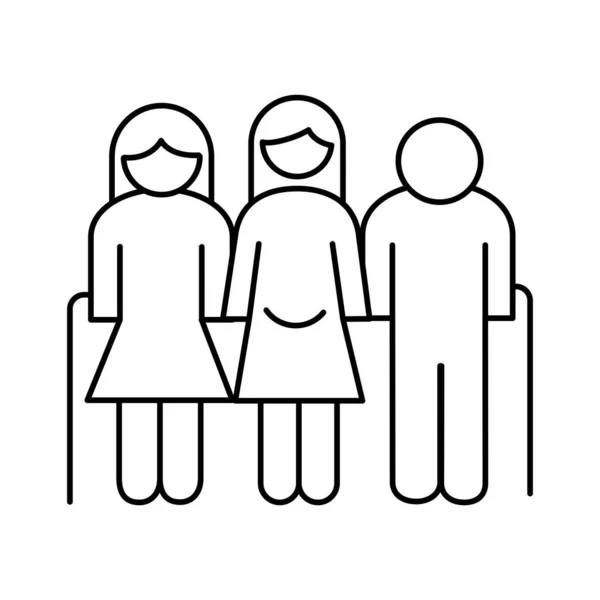 Morföräldrar par och mor graviditet avatarer linje stil ikon — Stock vektor