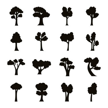 onaltı ağaç demeti koleksiyon simgeleri dizer