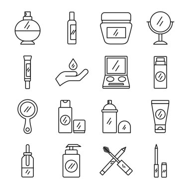 Onaltı deste makyaj malzemesi koleksiyon simgeleri