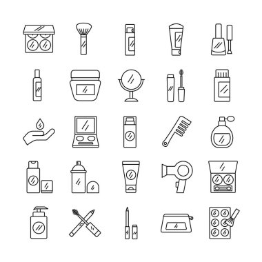 Kozmetik koleksiyon simgelerinden oluşan yirmi beş deste