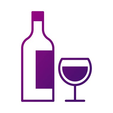 şarap bardağı ve şişe gradyan tarzı simge
