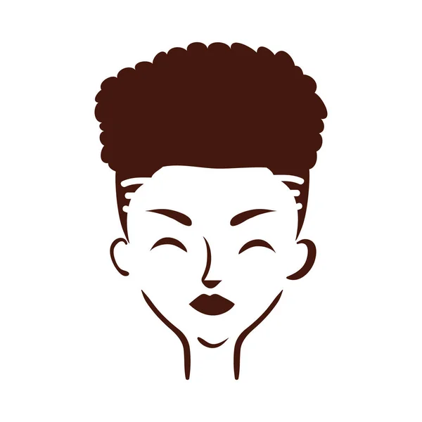 Νεαρή afro γυναίκα με κοντά μαλλιά σιλουέτα στυλ — Διανυσματικό Αρχείο