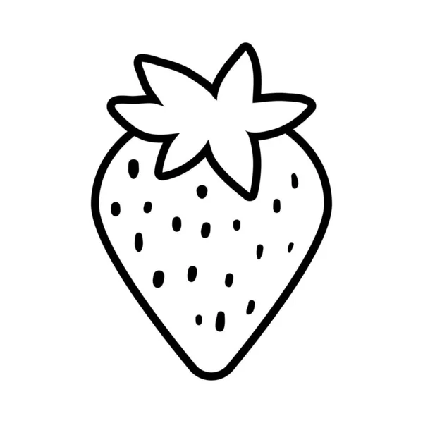 Fresa fruta pop arte línea estilo — Vector de stock