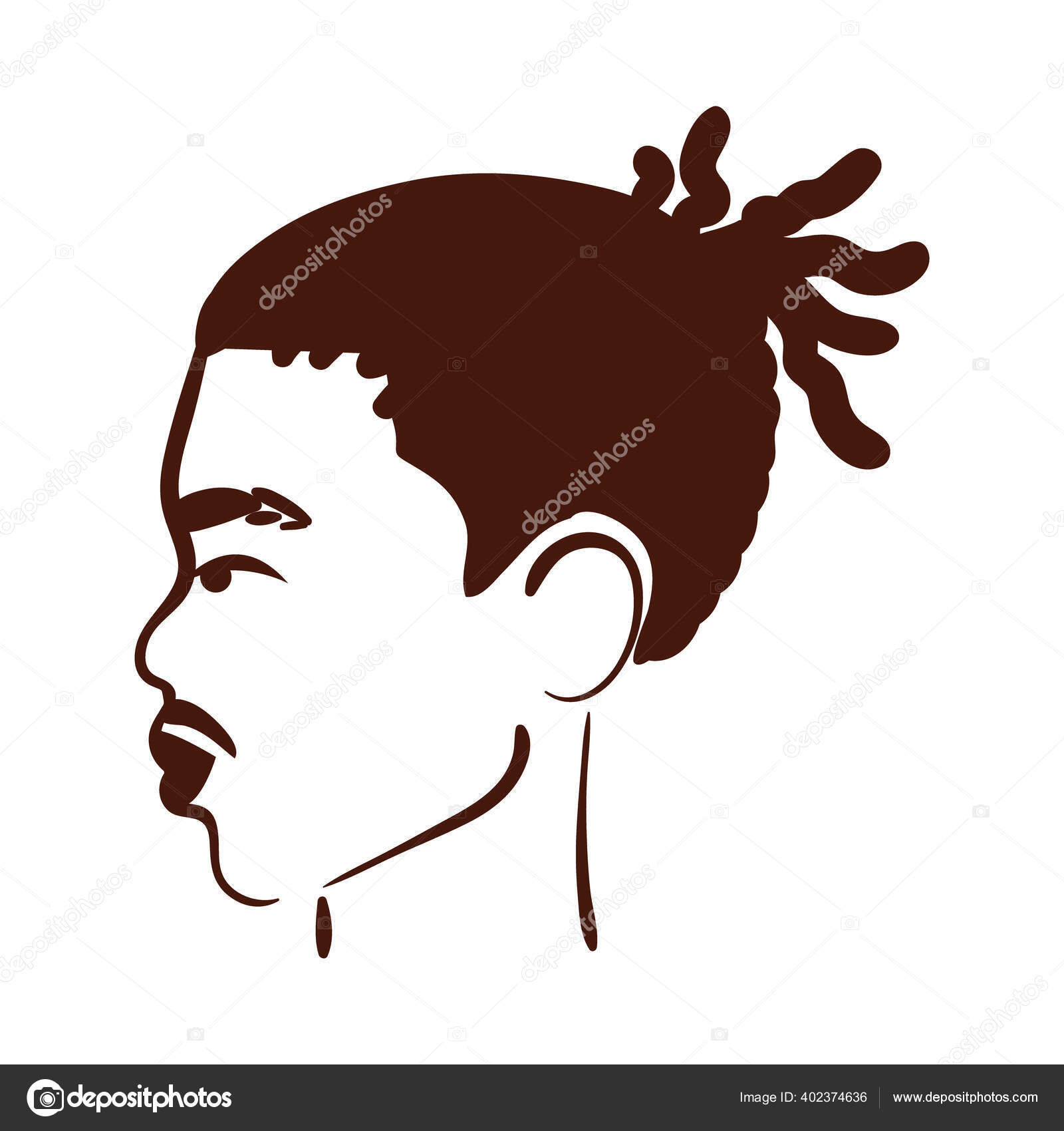Profile young afro man ethnicity with rasta hair style and mustache  silhouette style icon Stock Vector by ©yupiramos 402374636, image size:1600x1700