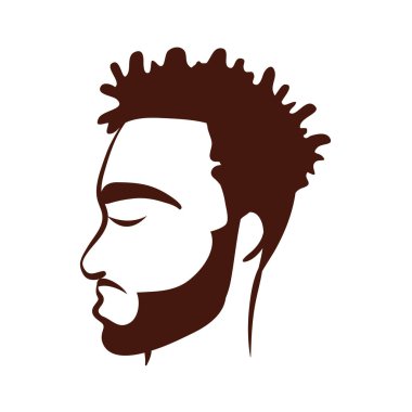 Sakallı, siluet tarzı ikonu olan Afro kökenli genç bir adam profili