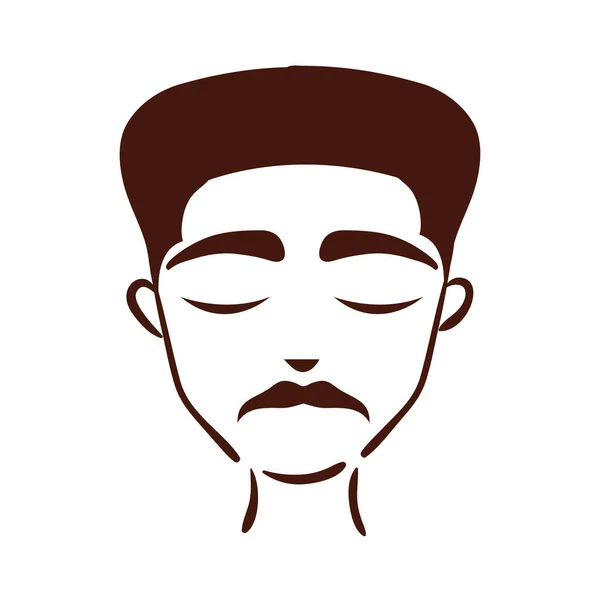 Joven afro hombre etnia con bigote silueta estilo icono — Vector de stock