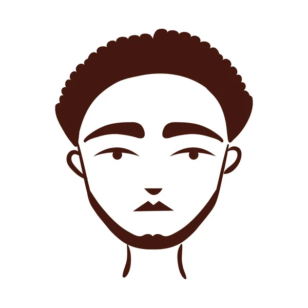 Jeune afro homme ethnie avec barbe silhouette style icône — Image vectorielle