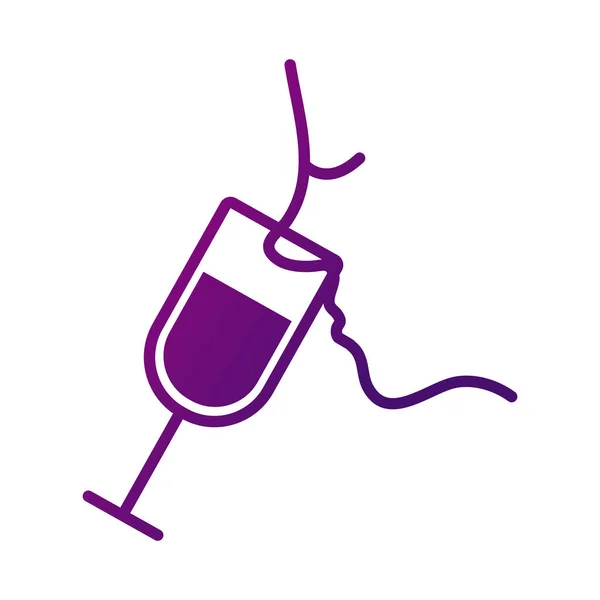 Προφίλ πόσιμο ποτήρι κρασί ποτό στυλ κλίση εικονίδιο — Διανυσματικό Αρχείο